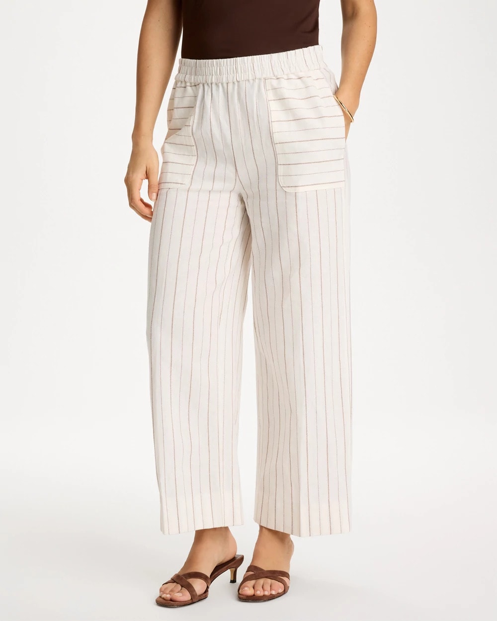 Chico's Best Seller - Pinstriped Linen-Cotton Crop Pant Natural