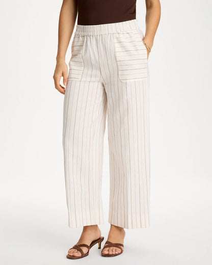 Chico's Best Seller - Pinstriped Linen-Cotton Crop Pant Natural