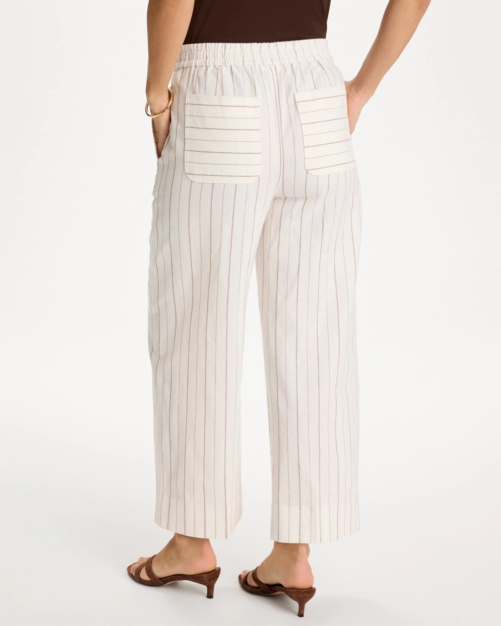 Chico's Best Seller - Pinstriped Linen-Cotton Crop Pant Natural