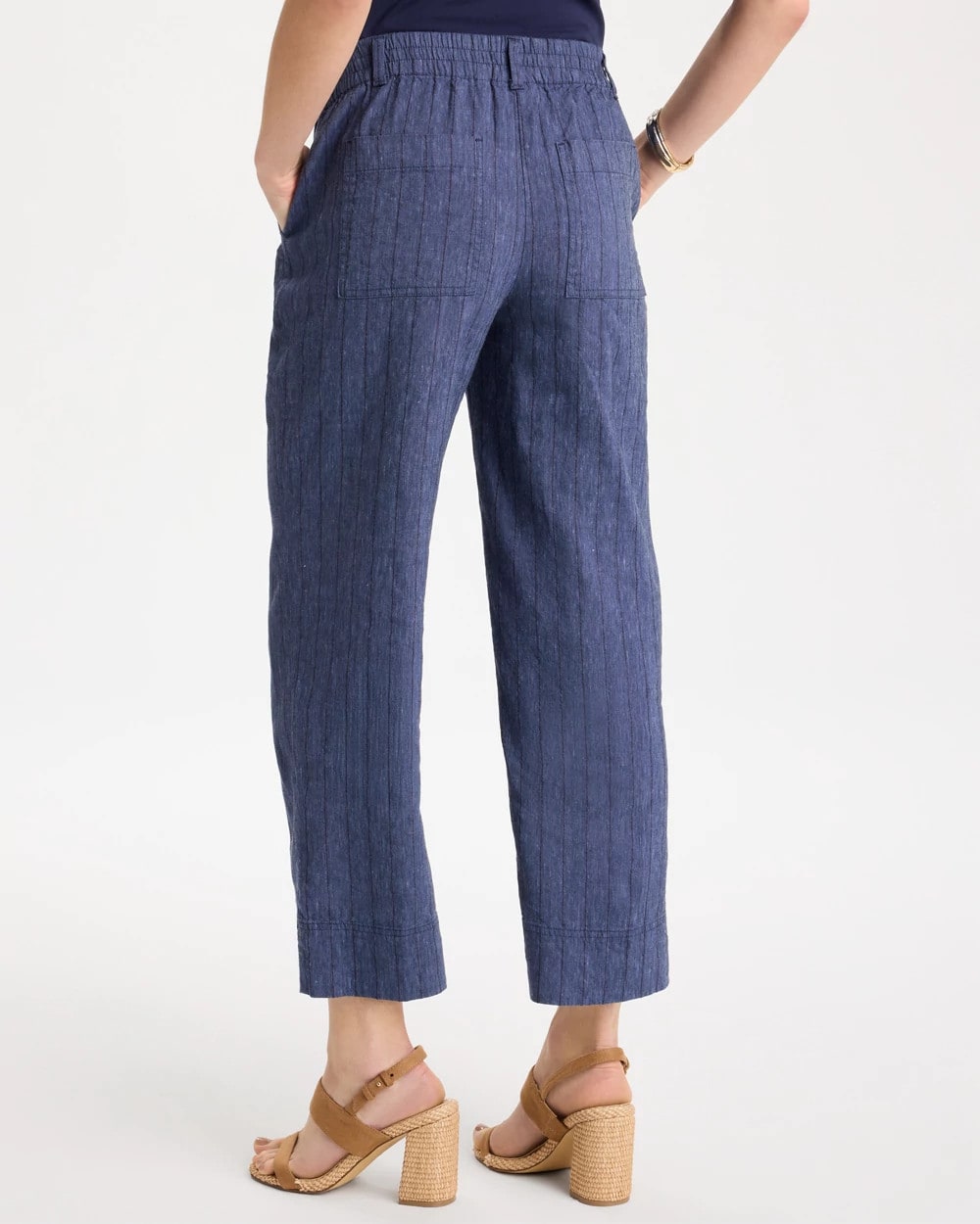 Chico's Recommended - Pinstripe Soft-Stretch Linen Crop Pant Navy