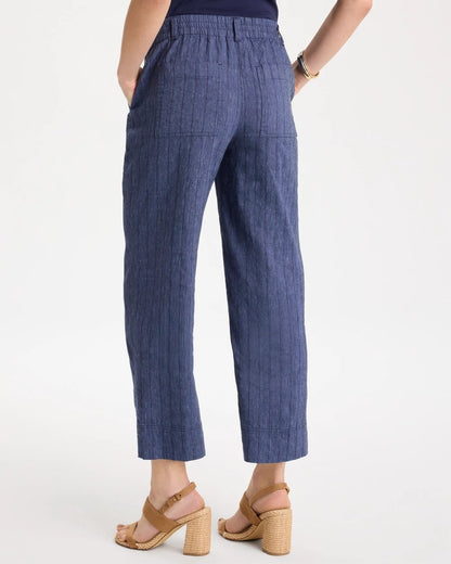 Chico's Recommended - Pinstripe Soft-Stretch Linen Crop Pant Navy