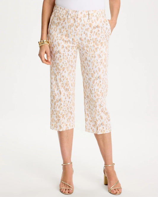 Chico's Featured - Animal Print Emme Sateen Straight Capri Pants Mocha Mousse