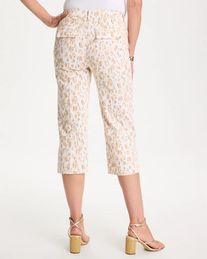 Chico's Featured - Animal Print Emme Sateen Straight Capri Pants Mocha Mousse