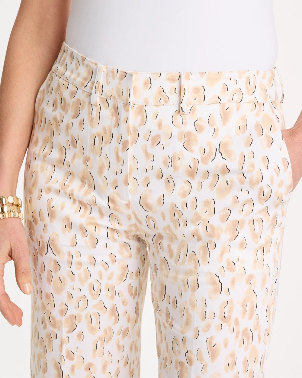 Chico's Featured - Animal Print Emme Sateen Straight Capri Pants Mocha Mousse