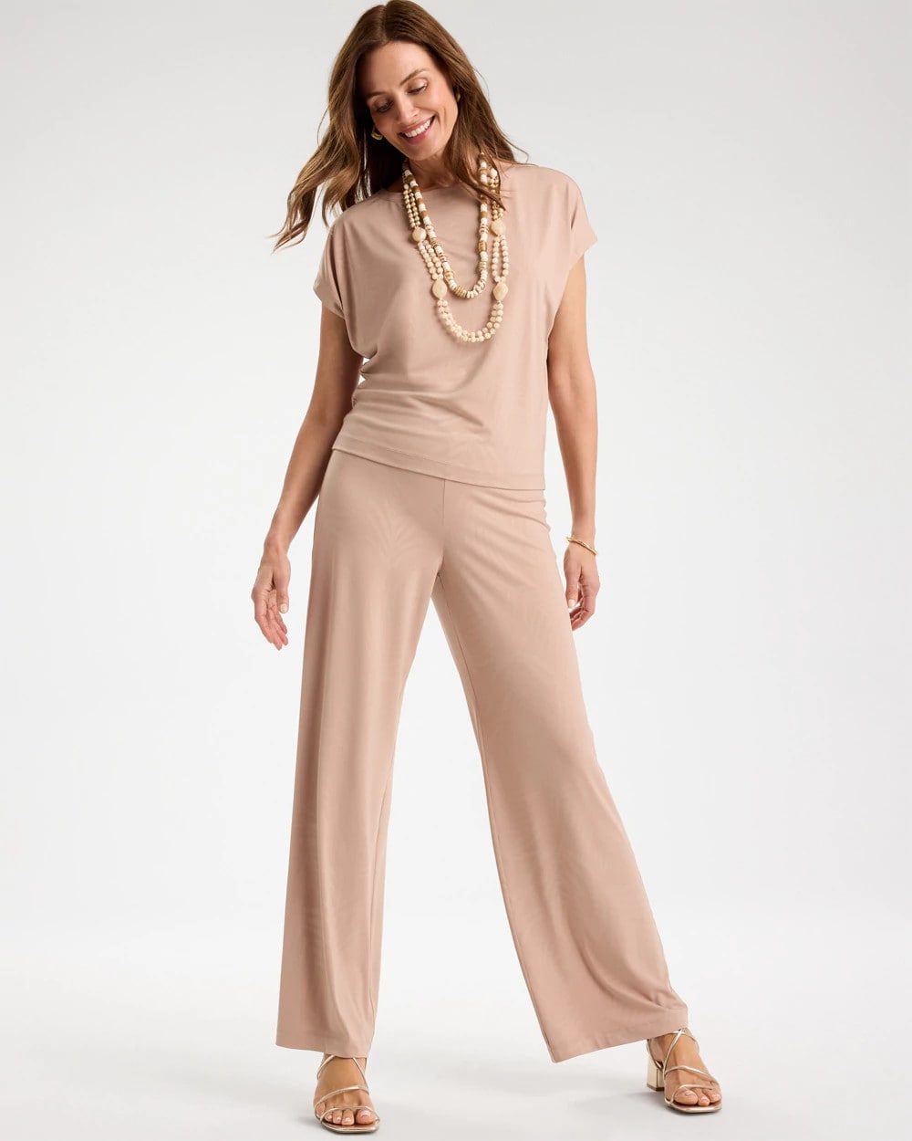Chico's Featured - Travelers™ Palm Embossed Knit Pants Mocha Mousse