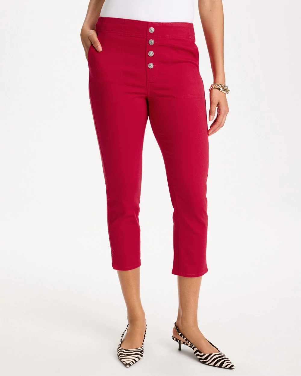 Chico's Signature - Pull-On Capri Jeans Cherry Lush