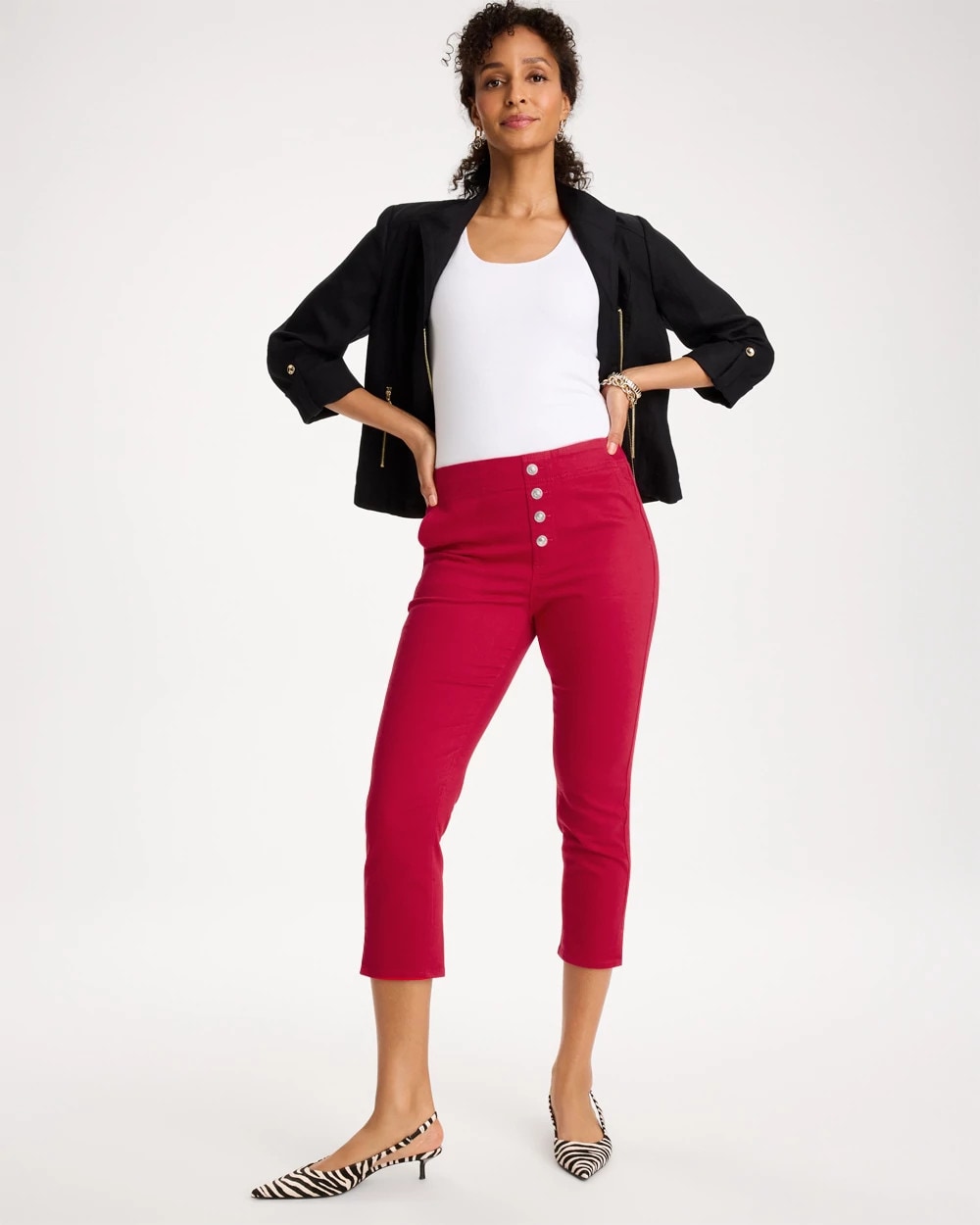 Chico's Signature - Pull-On Capri Jeans Cherry Lush