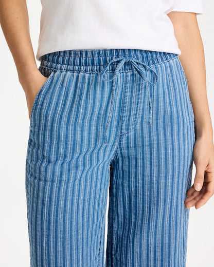 Chico's Deals - Gauze Striped Wide Crop Jean Blue Stripe