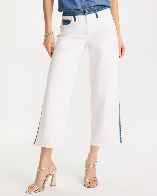 Chico's Quality - Girlfriend Straight Colorblock Jeans Alabaster