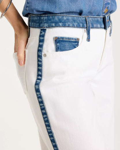 Chico's Quality - Girlfriend Straight Colorblock Jeans Alabaster