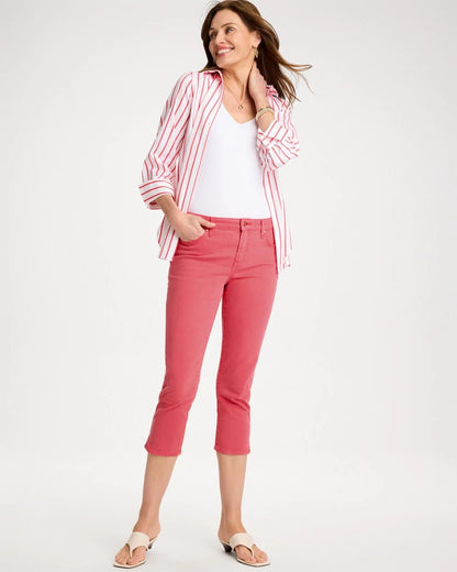 Chico's Hot Sale - Girlfriend Slim Capri Jeans Calypso Coral