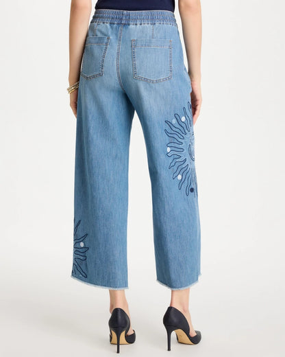 Chico's Recommended - Embellished Ultra Lightweight Crop Jeans Caressa Indigo