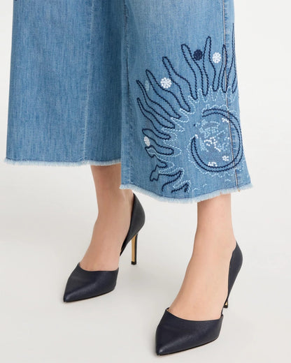 Chico's Recommended - Embellished Ultra Lightweight Crop Jeans Caressa Indigo