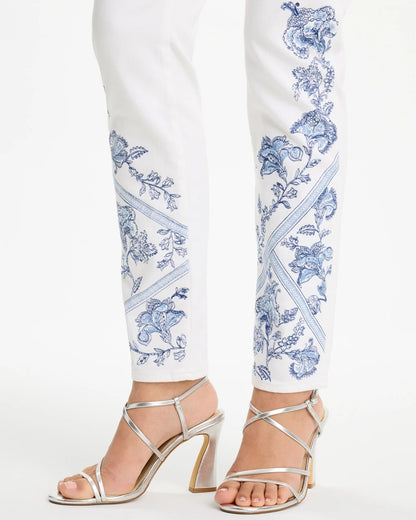 Chico's Special Offer - Embroidered Girlfriend Slim Ankle Jeans Alabaster