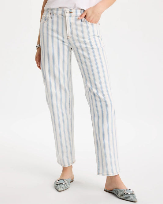 Chico's Customer Favorite - Striped Relaxed Boyfriend Jean Bungalow Indigo Stripe
