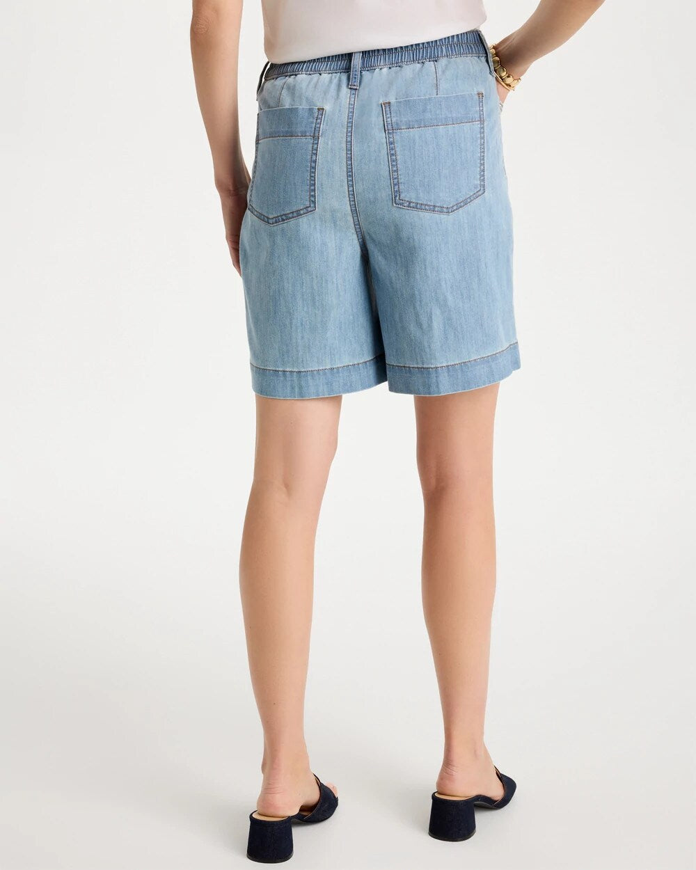 Chico's New - Embellished Lightweight Jean Shorts Graciela Indigo
