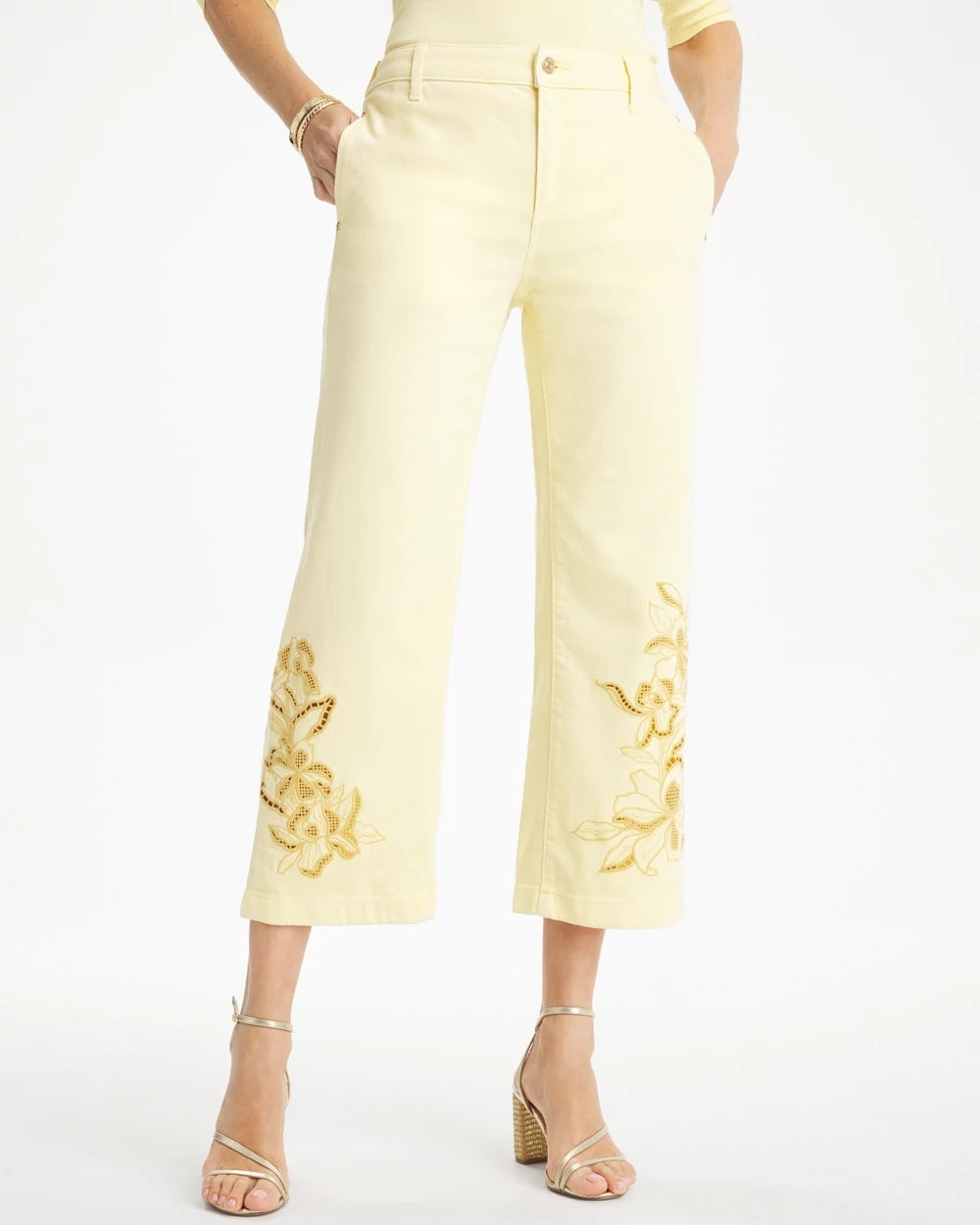 Chico's New - Trouser Cutwork Crop Jeans Golden Haze