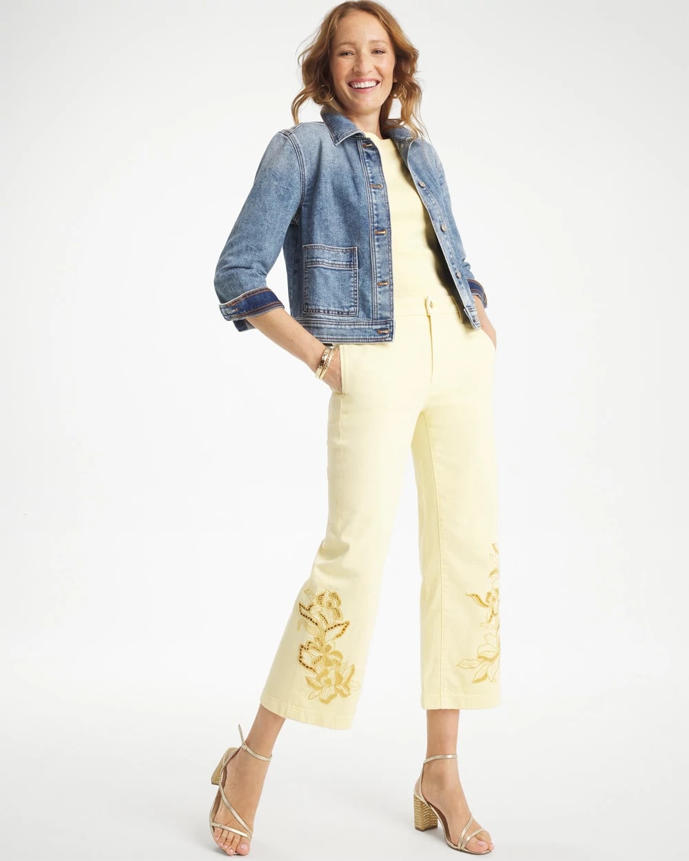 Chico's New - Trouser Cutwork Crop Jeans Golden Haze