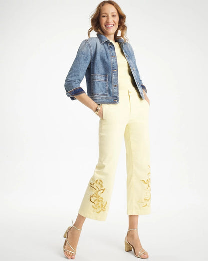 Chico's New - Trouser Cutwork Crop Jeans Golden Haze