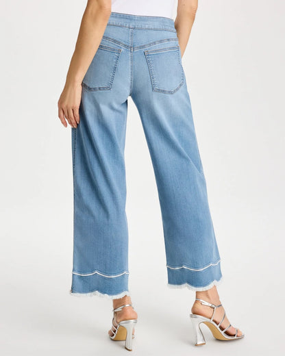 Chico's New - Scallop Pull-On Wide-Leg Crop Jeans Blue Jay Indigo
