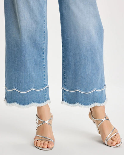 Chico's New - Scallop Pull-On Wide-Leg Crop Jeans Blue Jay Indigo