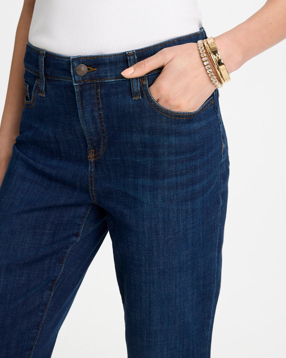 Chico's Discount - Girlfriend Slim Full-Length Jeans Dark Sapphire Indigo