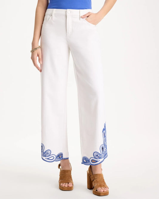 Chico's Discount - Girlfriend Wide-Leg Cutout Crop Jean Alabaster
