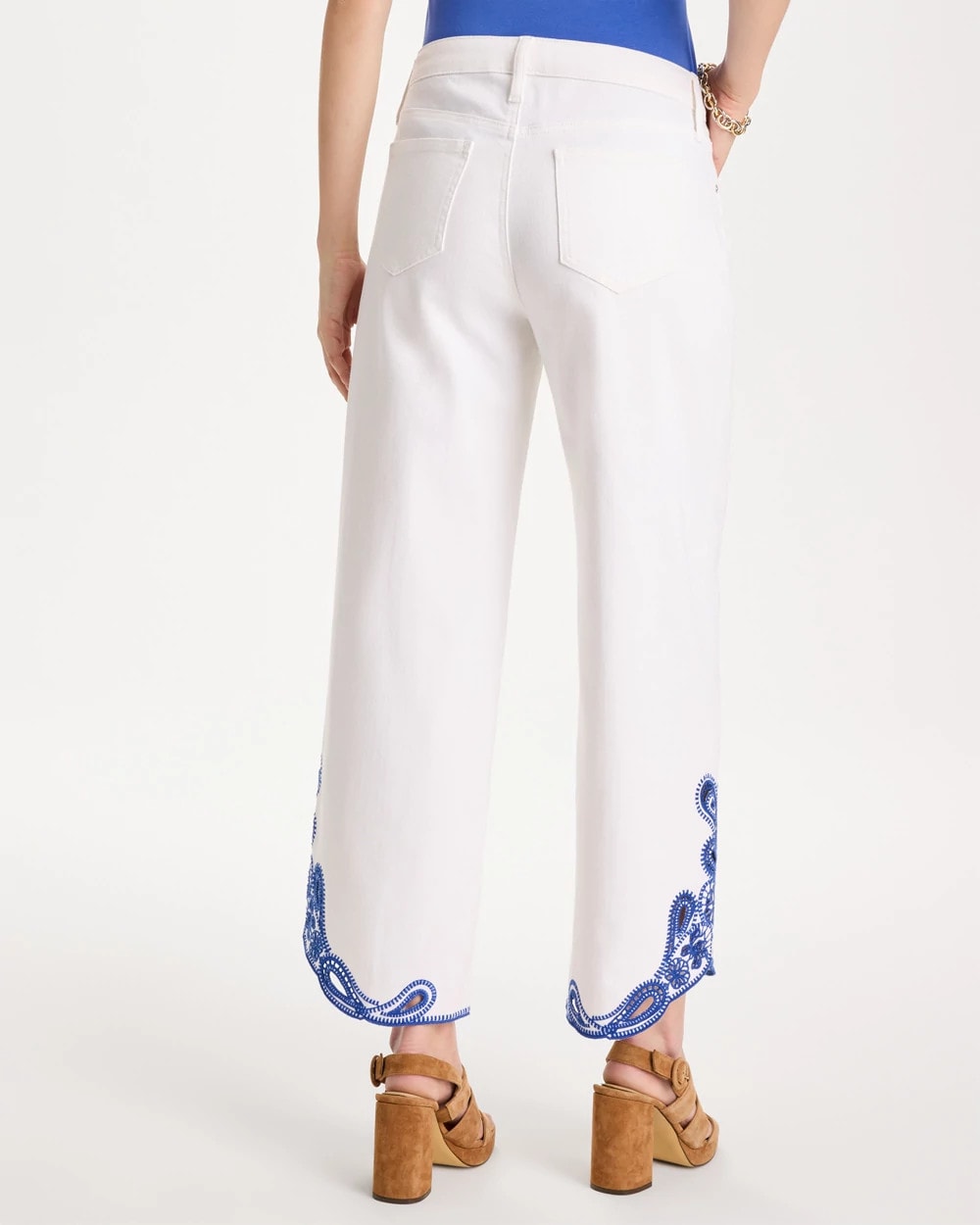Chico's Discount - Girlfriend Wide-Leg Cutout Crop Jean Alabaster