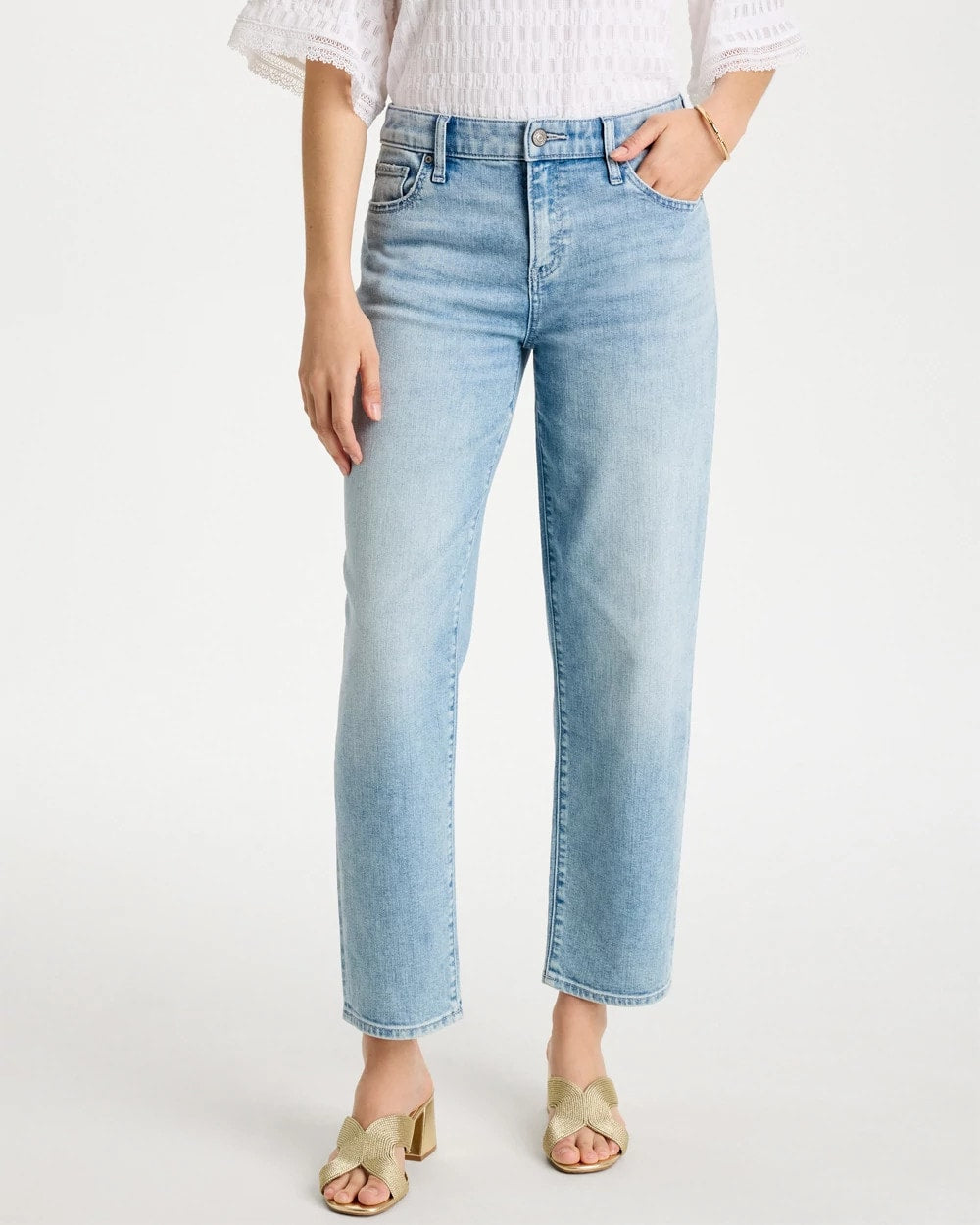 Chico's Exclusive - Relaxed Boyfriend Rolled Hem Jean Bahama Indigo
