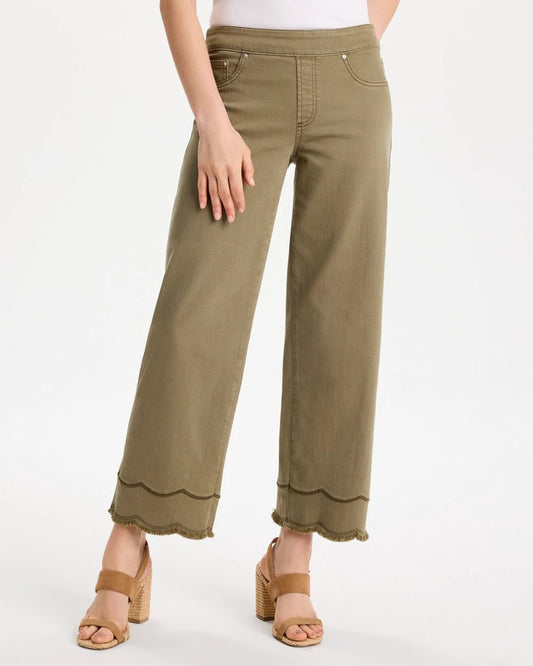 Chico's New - Scallop Pull-On Wide-Leg Crop Jeans Lichen