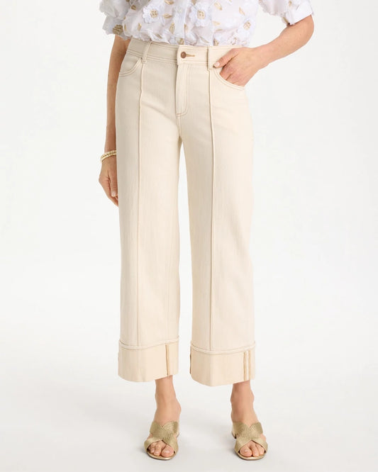 Chico's New - Pintuck Cuffed Cropped Jeans Neutral