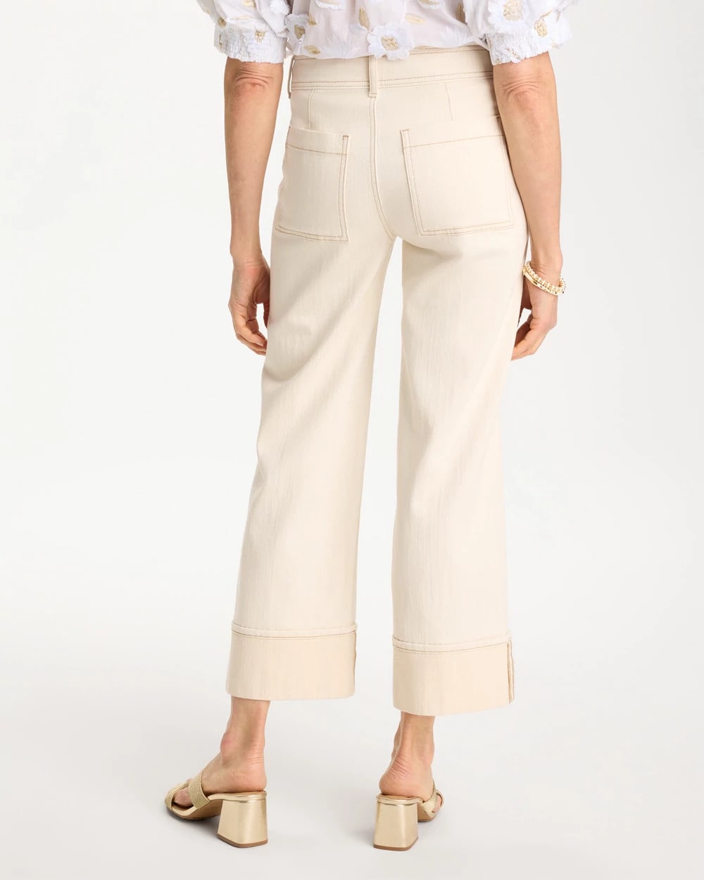 Chico's New - Pintuck Cuffed Cropped Jeans Neutral