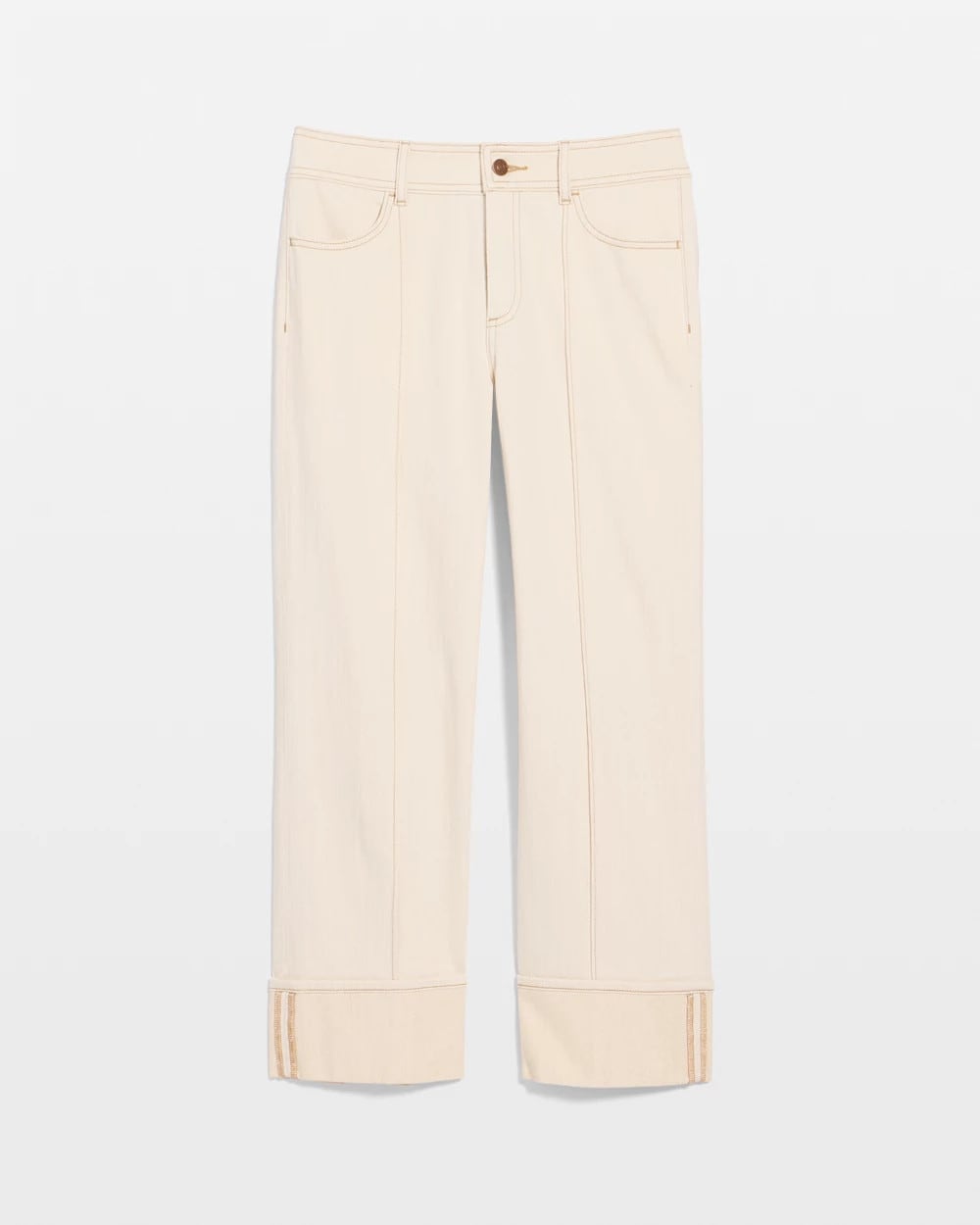 Chico's New - Pintuck Cuffed Cropped Jeans Neutral
