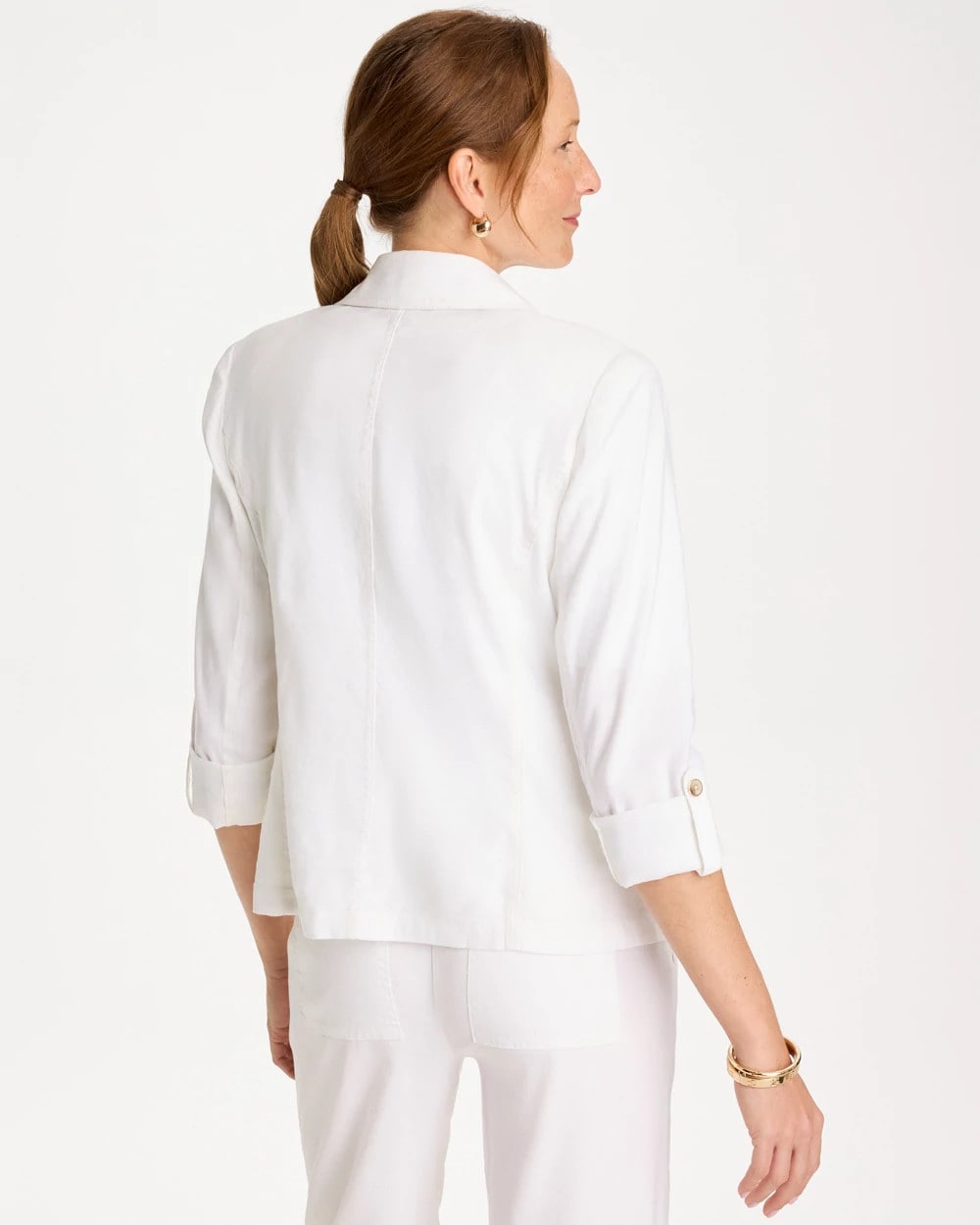 Chico's New - Linen Roll Sleeve Blazer Alabaster