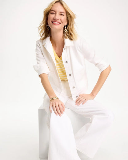 Chico's Value - Cropped Denim Trucker Jacket Alabaster