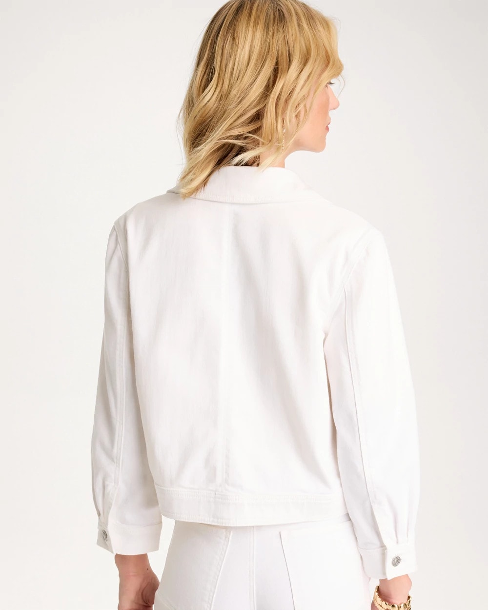 Chico's Value - Cropped Denim Trucker Jacket Alabaster