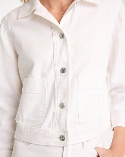 Chico's Value - Cropped Denim Trucker Jacket Alabaster