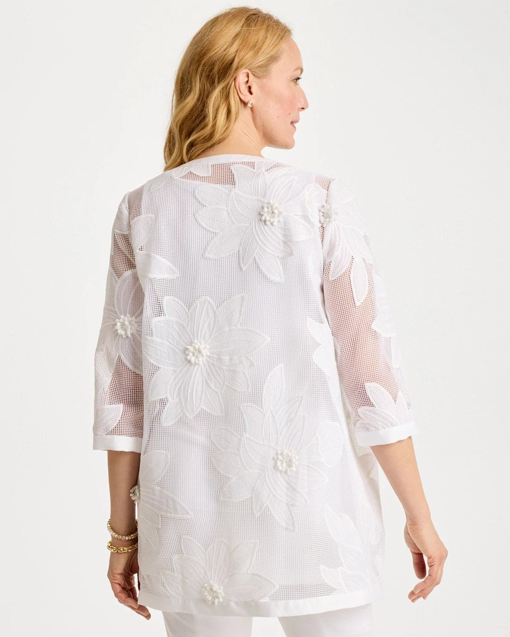 Chico's Exclusive - Travelers™ Collection Floral Applique Jacket Travelers Winter Drift