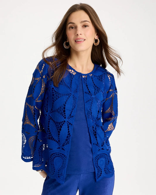 Chico's Top Pick - Travelers™ Collection Macramé Lace Jacket Rich Cobalt