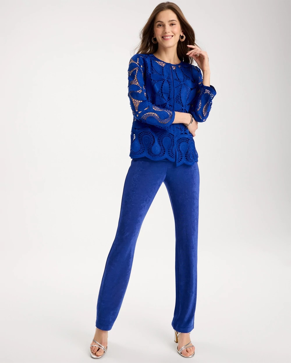 Chico's Top Pick - Travelers™ Collection Macramé Lace Jacket Rich Cobalt