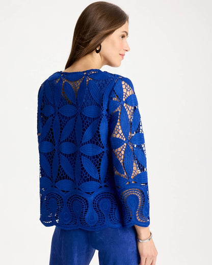 Chico's Top Pick - Travelers™ Collection Macramé Lace Jacket Rich Cobalt