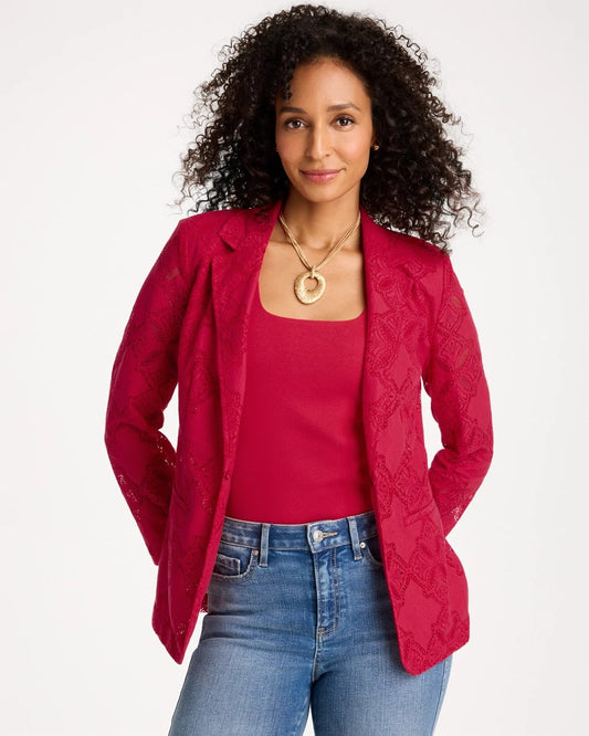 Chico's Deals - Lace Cutwork Blazer Cherry Lush