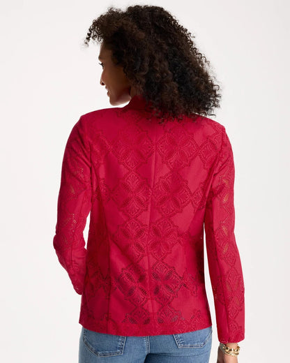 Chico's Deals - Lace Cutwork Blazer Cherry Lush