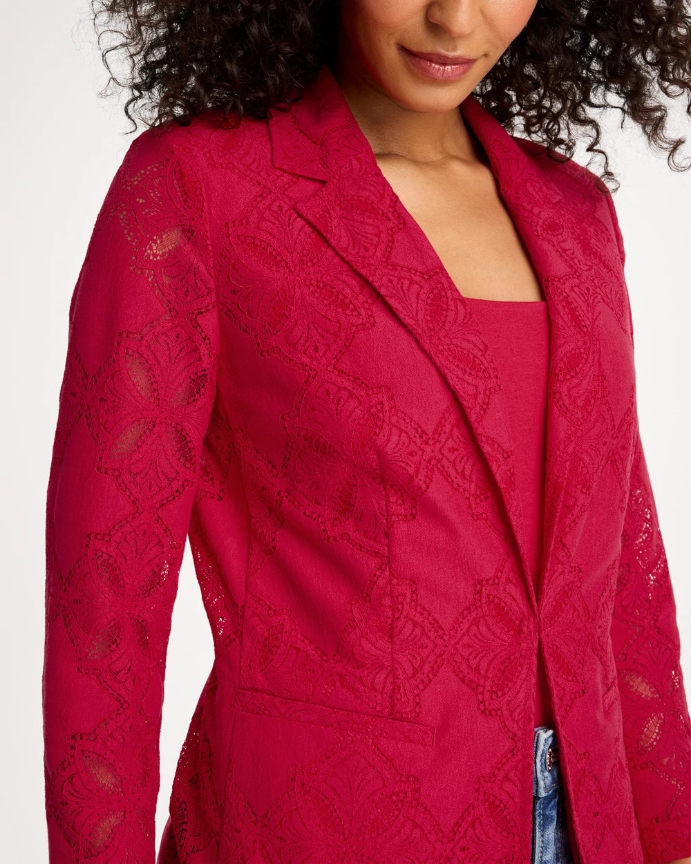 Chico's Deals - Lace Cutwork Blazer Cherry Lush