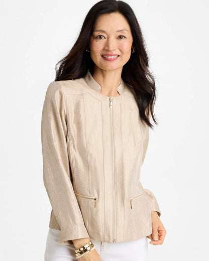 Chico's Featured - Sheen Stand Collar Jacket Khaki