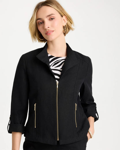 Chico's Trusted - Linen Moto Jacket Black