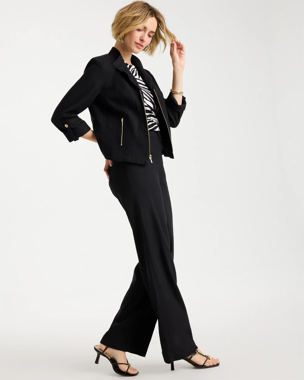 Chico's Trusted - Linen Moto Jacket Black