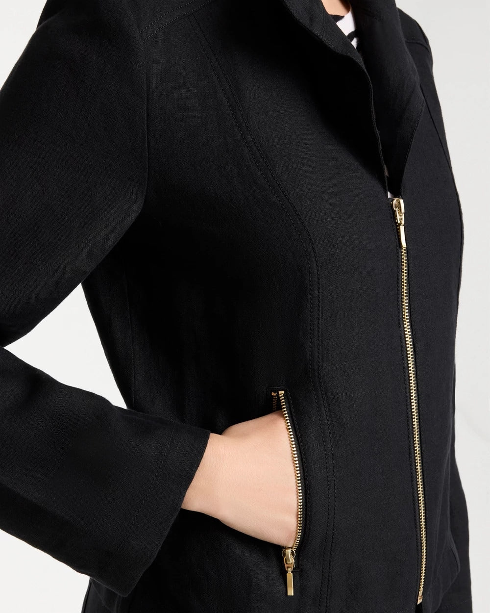 Chico's Trusted - Linen Moto Jacket Black