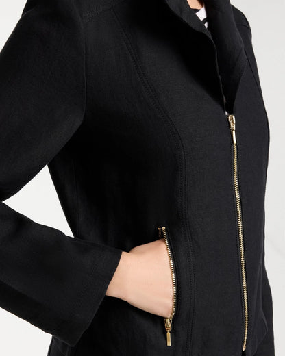 Chico's Trusted - Linen Moto Jacket Black