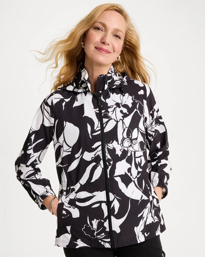 Chico's Special Offer - Zenergy® Ripstop Floral Nights Anorak Jacket Black